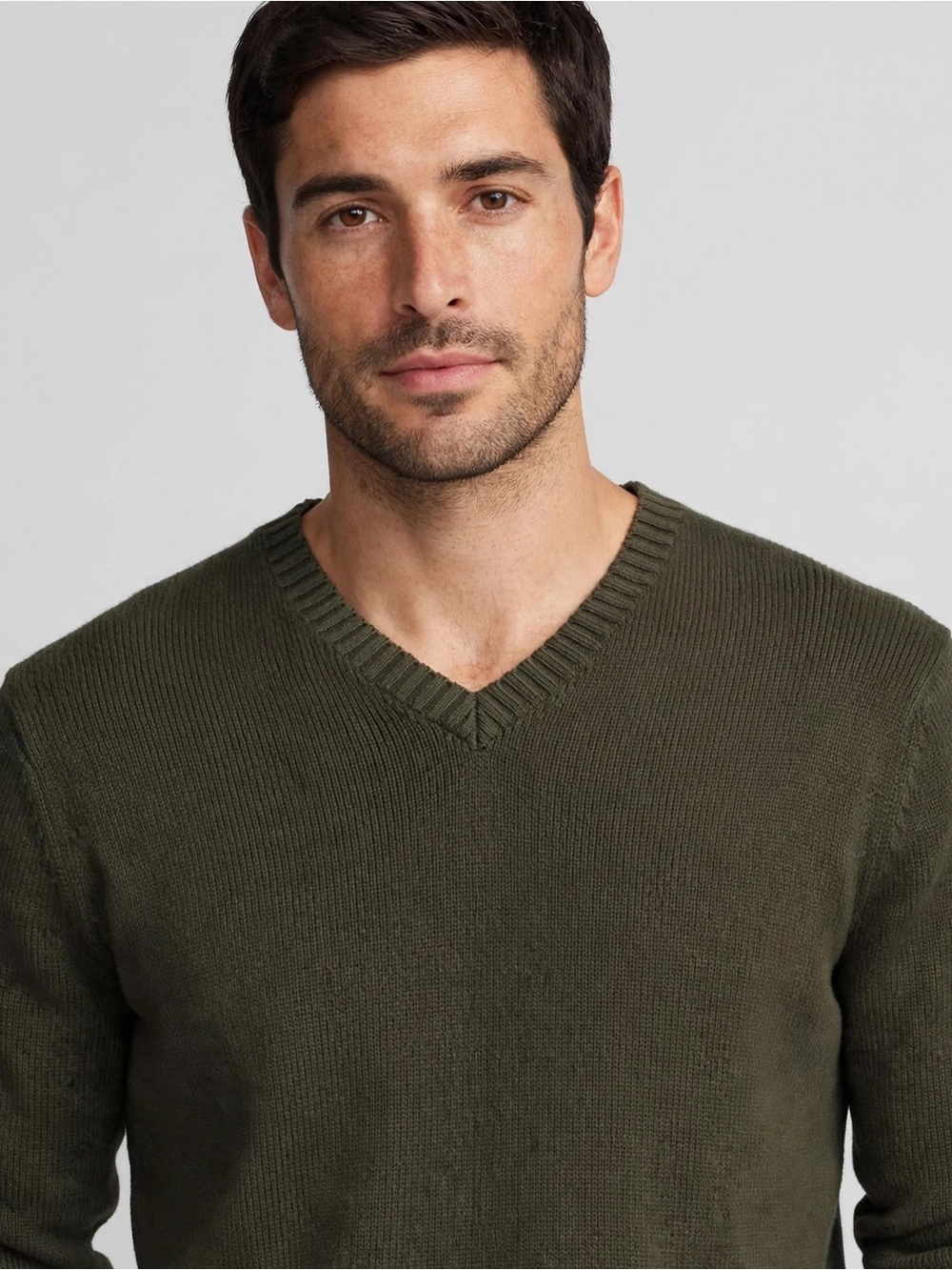 L.L. Bean Men's V-Neck Sweater in Olive